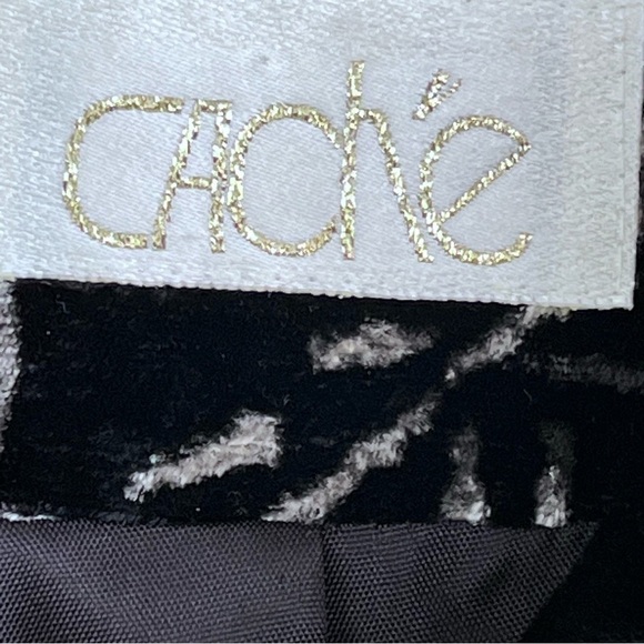 Vintage Cache’ Black Velvet Zip Jacket with Sliver Foliage Floral Shimmer Size 4 - Picture 6 of 8